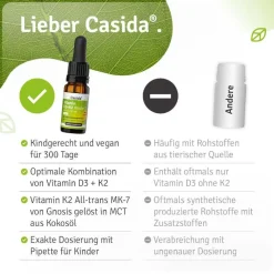 Vitamin D3 K2 Tropfen für Kinder 100% Vegan für 300 Tage|Casida