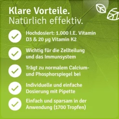Vitamin D3 K2 Tropfen hochdosiert & vegan - 100% pflanzlich (ohne tierisches Lanolin) – 1000 I.E. Vitamin D + Vitamin K 20 µg><noscript><img data-lazyloaded=