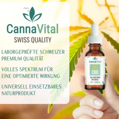 CBD Öl Bio Vollspektrum Tropfen 30% - 10 ml mit Cannabidiol | Laborqualität CannaVital®| New