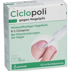 gegen Nagelpilz Nagellack Doppelpack 2x 6,6 ml|Ciclopoli Discount