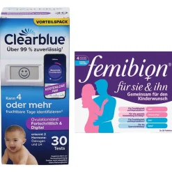 fortschrittlich & digital  + Femibion für Sie & Ihn – Tabletten zur Unterstützung bei Kinderwunsch|Clearblue Ovulationstest Hot