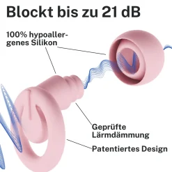 CUXCES Ohrstöpsel – 21 dB Gehörschutz für Schlaf, Reisen & Konzerte – wiederverwendbar, 4 Größen><noscript><img width=