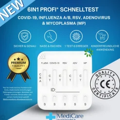Deepblue 6in1 Profitest Corona COVID-19, Grippe A/B, RSV, Adenovirus, Mycoplasma+Gratis Nanovio FFP2| Sale