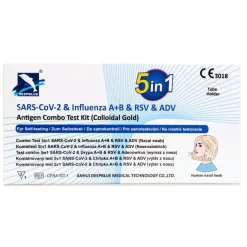 DeepBlue 5-in-1 Test COVID-19 (Alle Varianten), Grippe A/B, RSV, Adenovirus + Gratis Nanovio FFP2> Clearance