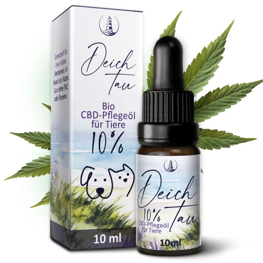 Deichtau Bio CBD Öl 10% für Hund & Katze - CBD-Hanföl-Tropfen – Echtes Cannabisöl - Deutsche Marke| Hot