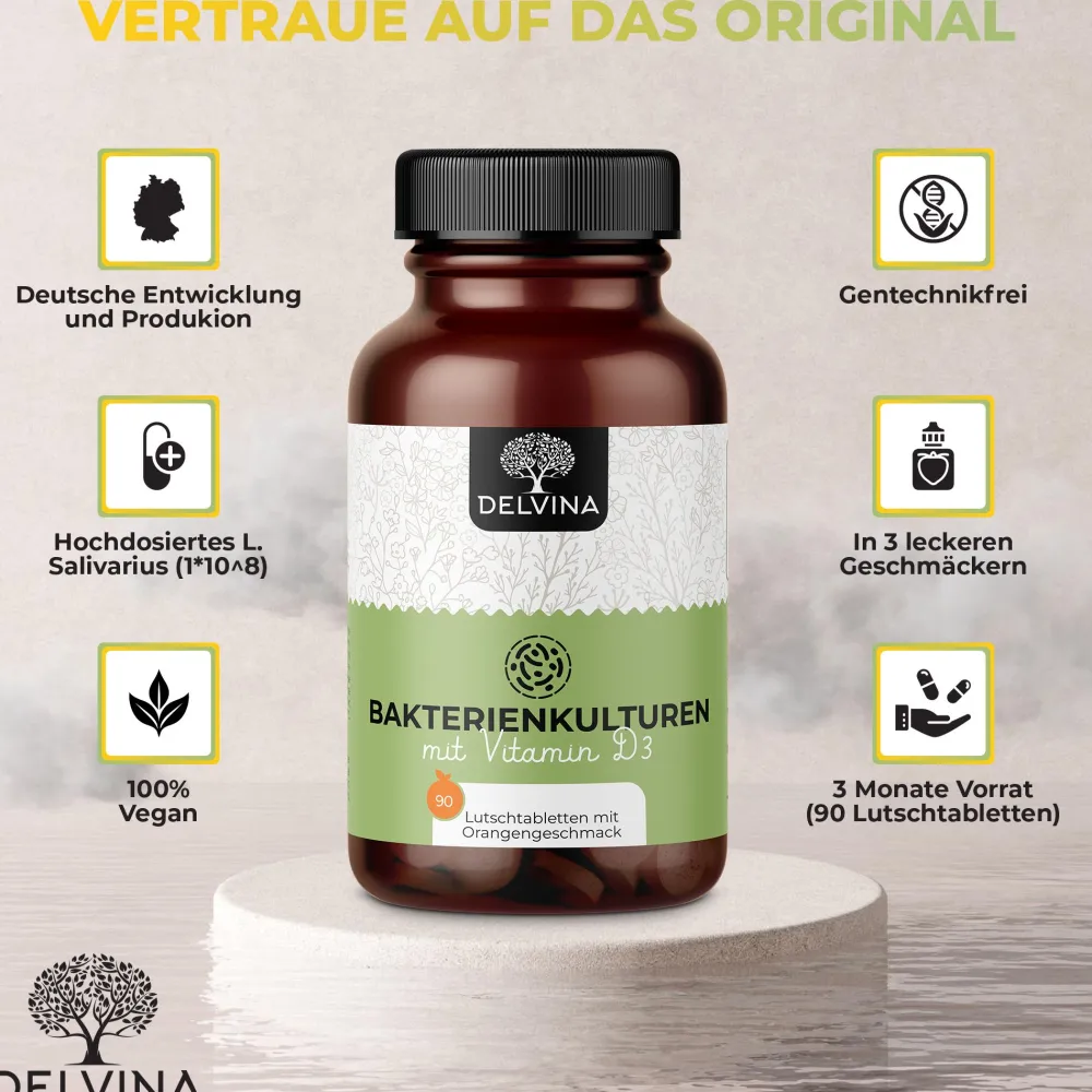 Delvina Mundflora - Lutschtabletten gegen Mundgeruch (Orangengeschmack)> Hot