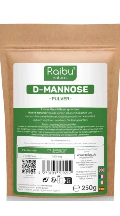 D-Mannose Pulver 250g, Natürlich und Vegan, 125 Tage Versorgung ->Raibu Online