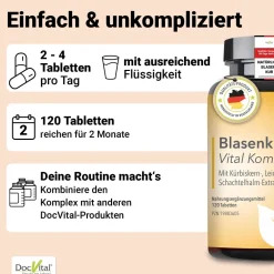 DocVital® Blasenkraft | Blase Tabletten mit Kürbiskern, Schachtelhalm, Leinsamen, Hopfen & Vitaminen><noscript><img width=