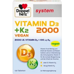 ® system Vitamin D3 + K2 2000 Vegan - Jetzt 20% mit dem Code 20 sparen*|Doppelherz New