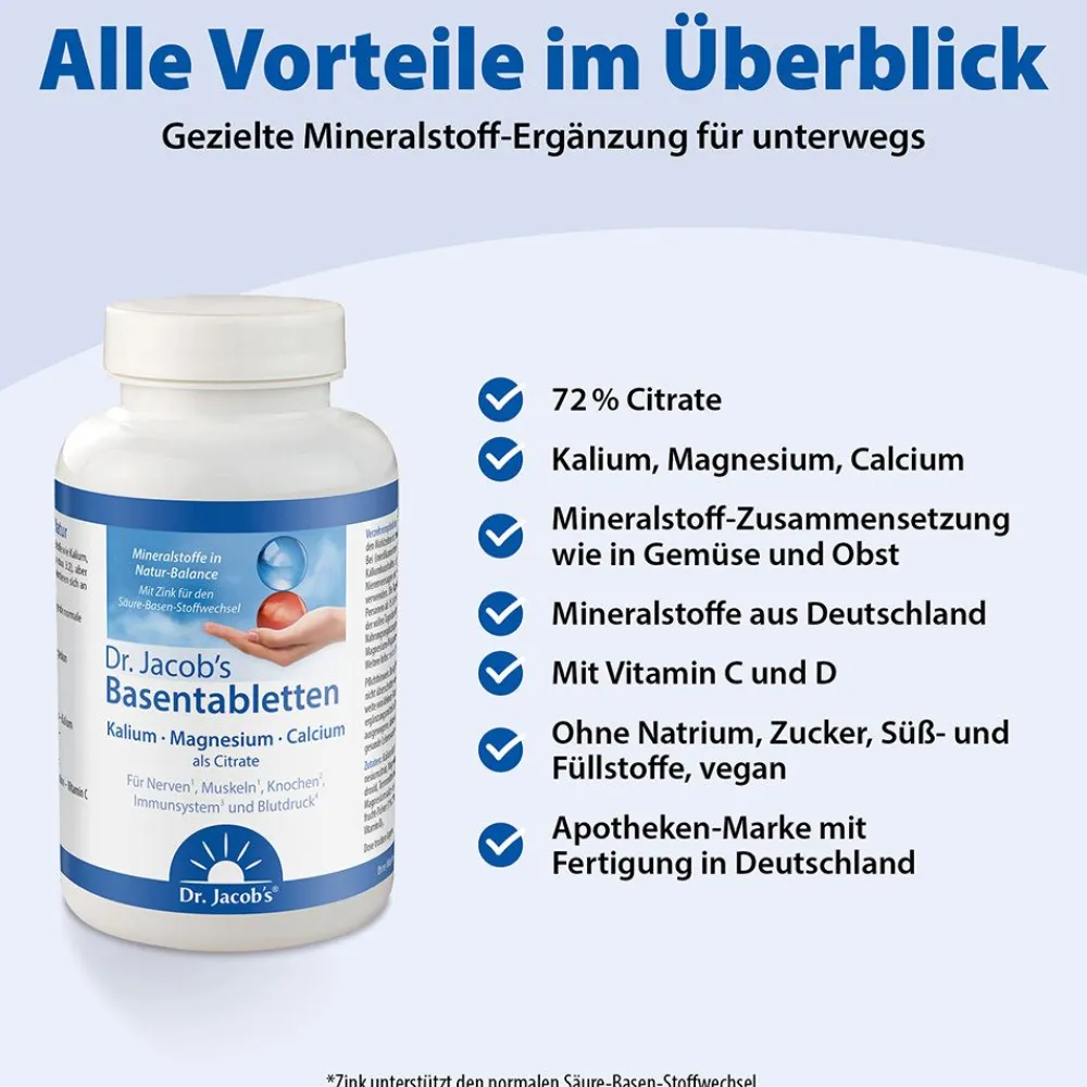 Dr. Jacob's Basentabletten Basen-Citrat-Mineralstoffe Kalium Magnesium Calcium|Dr. Jacob's Sale