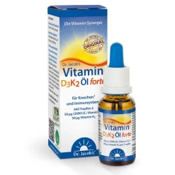 Dr. Jacob's Vitamin D3K2 Öl forte 2000 IE/50 mcg D3+K2 hochdosiert 640 Tropfen|Dr. Jacob's New