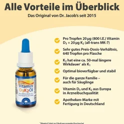 Dr. Jacob's Vitamin D3K2 Öl 800 IE/20 mcg D3+K2 640 Tropfen><noscript><img width=
