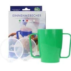 Dr. Junghans® Einnehmebecher mit 2 Griffen und Deckel 12 mm grün| Online
