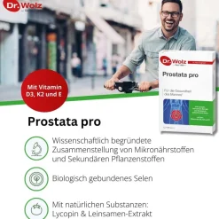 Prostata pro, speziell für die Gesundheit des Mannes, mit Vitaminen, Lycopin, Leinsamen-Extrakt und biologisch gebundenem Selen, 2x20 Kapseln>Dr. Wolz Best