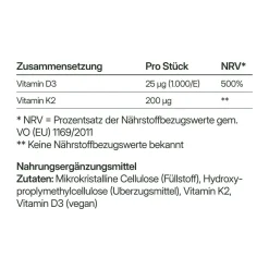dunatura Vitamin D3+K2 25μg + 200 μg  - 56 Kapseln in Glasflasche - vegan| Hot
