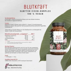 Eisen Komplex Alternative zu Eisentabletten 120 vegane Kapseln Fenchel Blutkraft ®|NATURTREU Hot