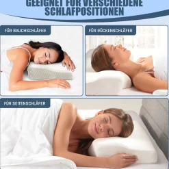 ELONEO Anti-Schnarch Kissen, 35x11x60cm, stabile Lage des Kopfes, Hausstauballergiker geeignet><noscript><img width=