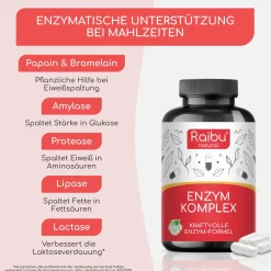 Enzym Komplex mit Bromelain, Papain, Protease, Amylase, Lipase & Laktase -><noscript><img width=