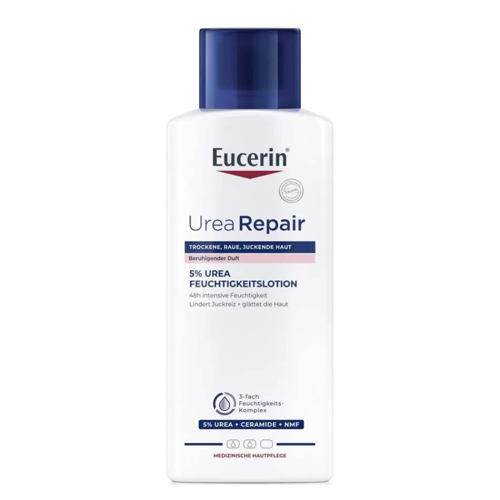 ® UreaRepair 5% Urea Feuchtigkeitslotion mit beruhigendem Duft – für raue, gespannte und sehr trockene Haut - Jetzt 20 % mit dem Code 20 sparen>Eucerin New