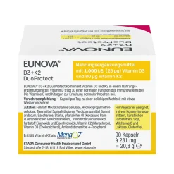 ® D3 + K2 DuoProtect – 1.000 I.E.  Nahrungsergänzungsmittel zur normalen Funktion des Immunsystems & Erhaltung normaler Knochen>Eunova