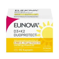 ® D3 + K2 DuoProtect – 2.000 I.E.  Nahrungsergänzungsmittel mit Vitamin D und K zur normalen Funktion des Immunsystems & Erhaltung normaler Knochen>Eunova Hot
