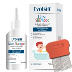 Evolsin® 120ml Läuseshampoo & Läusekamm –  bei Befall von Nissen & Kopfläusen  – Läusemittel schonend für die Kopfhaut>