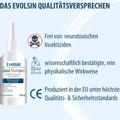 Evolsin® 120ml Läuseshampoo & Läusekamm –  bei Befall von Nissen & Kopfläusen  – Läusemittel schonend für die Kopfhaut><noscript><img width=