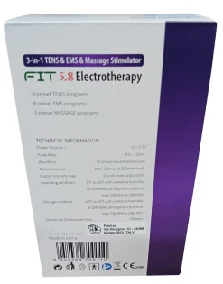 Fit 5.8 TENS/EMS: 3-in-1 Reizstromgerät, Schmerzlinderung, Training, Massage, inkl. 8 Elektroden><noscript><img width=