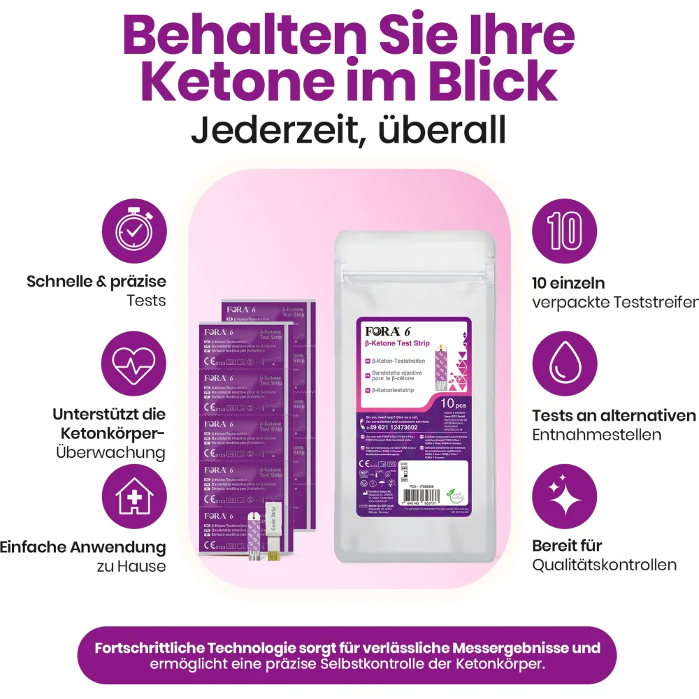 FORA 6 Multi-Parameter Ketone-Messgerät Starter-Set – mg/dl| Sale