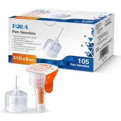FORA Pen-Nadeln 31G 6mm  (105 Stück) - Insulin Pen Nadeln - Nadeln für Spritzen - The>TESTER Best