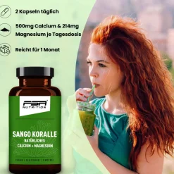 Sango Koralle natürliches Calcium + Magnesium im Glas>FSA NUTRITION Online