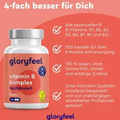 ® Vitamin B Komplex - 200 Kapseln - 500µg B12 -  hochdosiert - 8 B-Vitamine><noscript><img width=