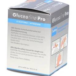 Gluceofine® Pro Safety Sicherheits-Lanzetten 28 G, 1,5 mm><noscript><img width=
