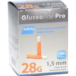 Gluceofine® Pro Safety Sicherheits-Lanzetten 28 G, 1,5 mm><noscript><img width=