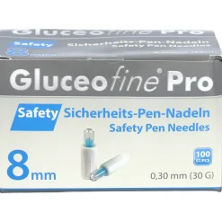 Gluceofine® Pro Safety Sicherheits-Pen-Nadeln 30 G, 0,30 x 8 mm><noscript><img width=