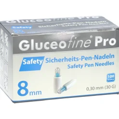Gluceofine® Pro Safety Sicherheits-Pen-Nadeln 30 G, 0,30 x 8 mm><noscript><img width=