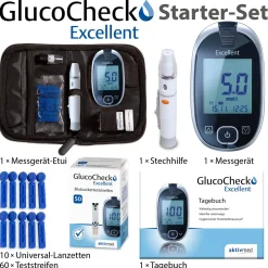 Excellent Messgerät (mmol/L) + 60 Teststreifen|GlucoCheck Discount