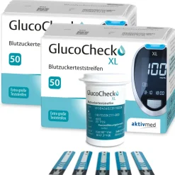 XL Blutzuckerteststreifen, 100 Stück>GlucoCheck Clearance