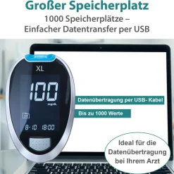 XL Messgerät (mg/dl] + 110 Teststreifen>GlucoCheck New