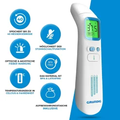 Fieberthermometer kontaktlos Infrarot - Hochpräzise Ohr Stirn>GRUNDIG Sale