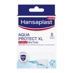 Aqua Protect XL Wundpflaster | Großes steriles Pflaster | 100 % wasserdichter Verband | Für große Wunden & postoperative Wunden | Blockiert 99 % der Bakterien | 6 x 7 cm | 5 Pflaster - Jetzt 20% mit dem Code hp20 sparen|Hansaplast New