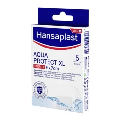 Aqua Protect XL Wundpflaster | Großes steriles Pflaster | 100 % wasserdichter Verband | Für große Wunden & postoperative Wunden | Blockiert 99 % der Bakterien | 6 x 7 cm | 5 Pflaster - Jetzt 20% mit dem Code hp20 sparen|Hansaplast New
