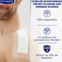 Aqua Protect 4XL Wundpflaster | Großes steriles Pflaster | 100 % wasserdichter Verband | Für große Wunden & postoperative Wunden | Blockiert 99 % der Bakterien | 10 x 20 cm | 5 Pflaster - Jetzt 20% mit dem Code hp20 sparen|Hansaplast