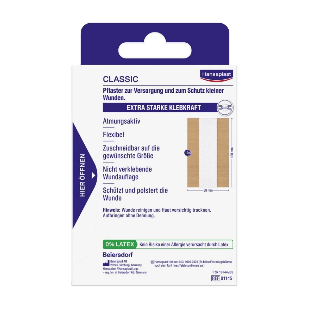 Classic Pflaster | Atmungsaktive Wundauflage | Zuschneidbares Heftpflaster | 20 Stk. - Jetzt 20% mit dem Code hp20 sparen|Hansaplast Clearance