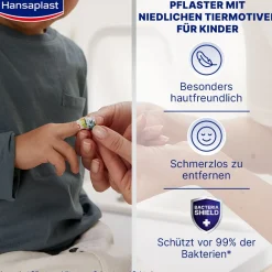 Kinderpflaster Sensitive | Sanfter Wundschutz | Heftpflaster mit Tiermotiven | 20 Stk. - Jetzt 20% mit dem Code hp20 sparen>Hansaplast Discount