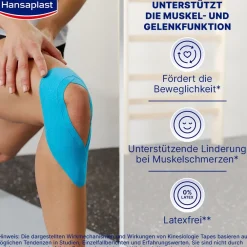 Kinesiologie Tape Blau | Unterstützt die Muskel- und Gelenkfunktion | Aktive Erholung | Fördert die Durchblutung | 5 cm x 5 m - Jetzt 20% mit dem Code hp20 sparen>Hansaplast Clearance