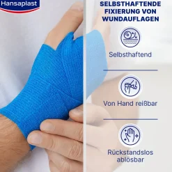 Selbsthaftender Fixierverband | Hoher Tragekomfort | Flexibel | Atmungsaktiv | 4 m x 6 cm - Jetzt 20% mit dem Code hp20 sparen|Hansaplast Best