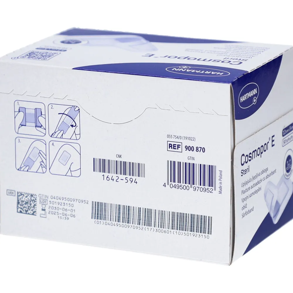 Hartmann ® E Wundpflaster steril 50 Stück 7,2 x 5 cm>Cosmopor
