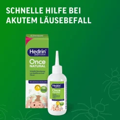 HEDRIN® Once Natural, Läusemittel mit natürlichen Inhaltsstoffen zur schonenden Behandlung von Kopfläusen| Hot