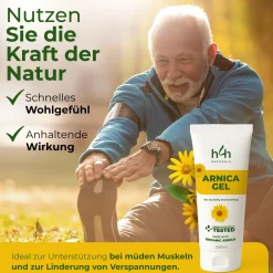 H4H Naturals® Arnika Salbe & Pferdesalbe Gel Linderung bei Knie, Gelenk, Nacken & Muskel><noscript><img width=